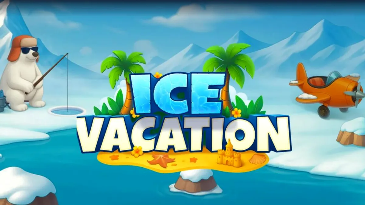Giao diện trò chơi slot Ice Vacation với hình ảnh chim cánh cụt và hải mã