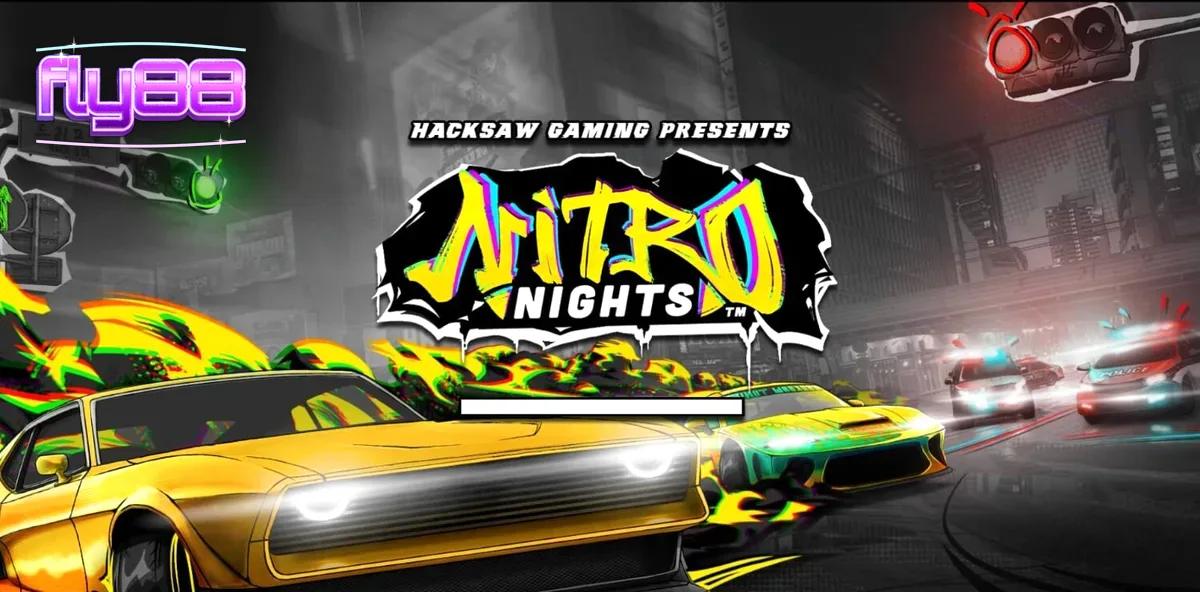 Giao diện trò chơi slot Nitro Nights với phong cách đua xe neon
